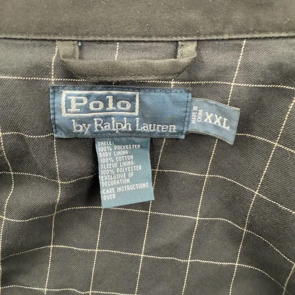 Polo Ralph Lauren Jacket Mens 2XL XXL Black Harrington Windbreaker Pony Logo‎